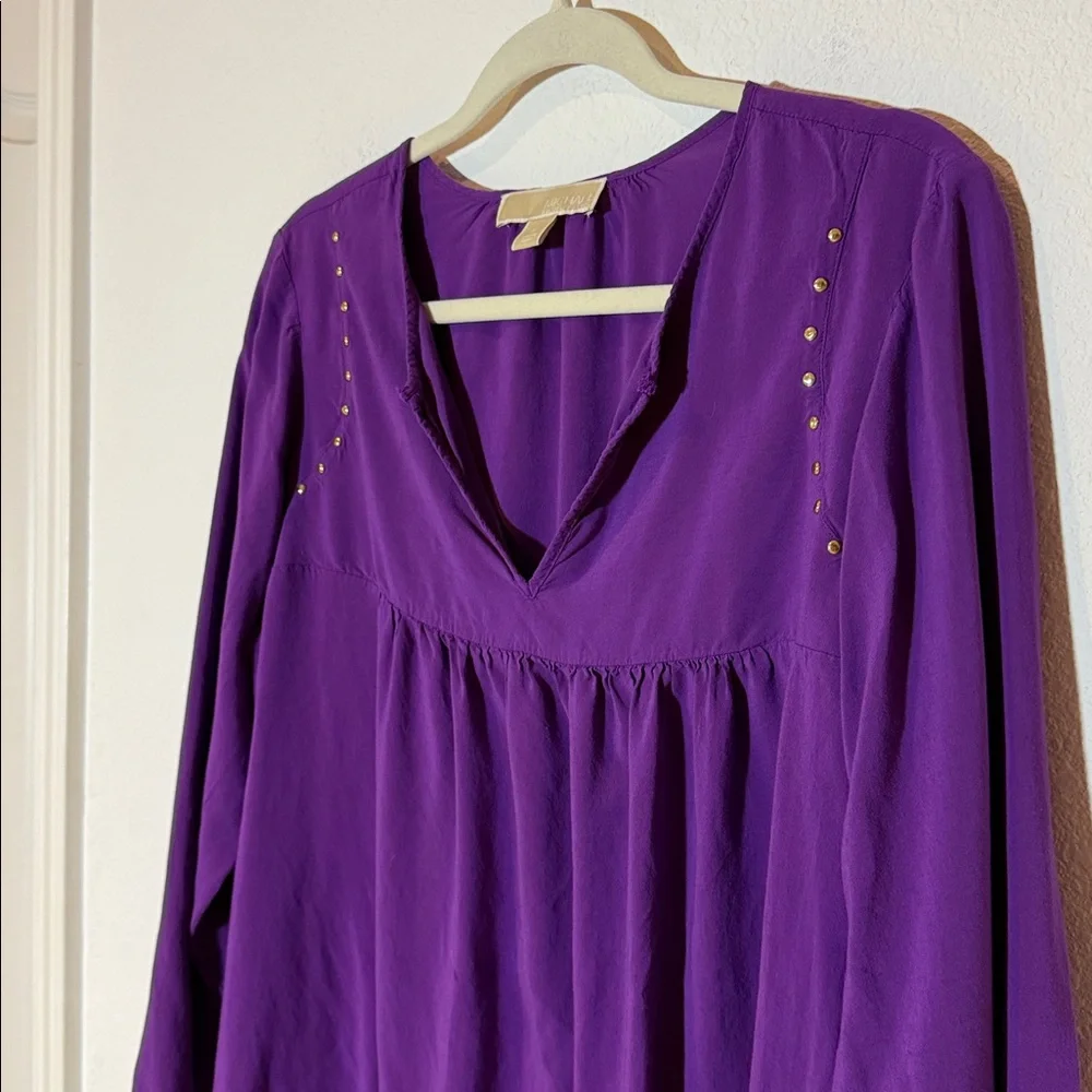 Michael Kors Vibrant Purple Blouse with Stud Details Size Medium